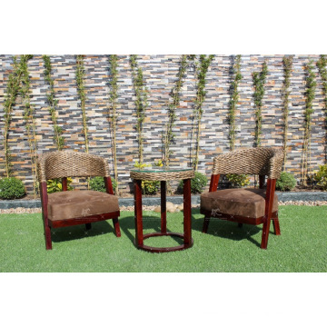 High class Interior Design Water Hyacinth Coffee Tea Set For Indoor Natural Wicker Furniture